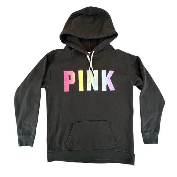 PINK Victoria's Secret Campus Hoodie XS | Y2K Rainbow Ombre Logo Preppy Coquette - Picture 3 of 14